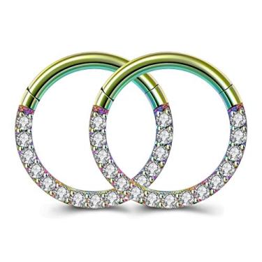 Imagem de PiercingJ 2 peças de piercings de nariz articulados de zircônia cúbica 316L de aço inoxidável 16G brincos de cartilagem argola articulada nariz septo piercing anel hélice tragus daith infinito brinco 8 mm 10 mm