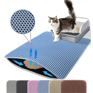 Imagem de Petinstinct Tapete de areia extra grande para gatos, 76 x 55 cm, tapete de armadilha de areia para gatos em forma de favo de mel, antiderrapante, impermeável, à prova de urina, grande tapete de caixa
