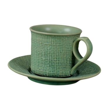 Imagem de Ｂｅｓｇａ Xícara de café expresso com pires conjunto de xícara de café 250ml copo de bebida caneca rústica caneca de cerâmica para cappuccino café chá, Verde