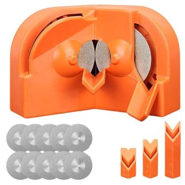 Imagem de Afiador de brocas multiuso, afiador de facas de impacto elétrico, polimento descartável de dupla face para todas as brocas, laranja com 10 rodas