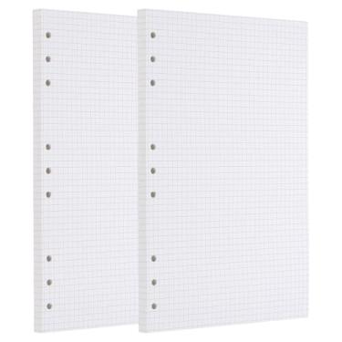 Imagem de PATIKIL Refil de papel quadriculado com 9 anéis para fichário de folhas soltas, inserções de planejador, 160 folhas/320 páginas, forrado