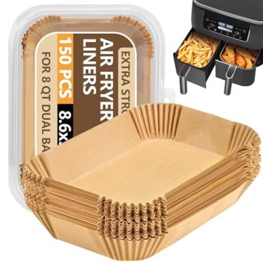 Imagem de UBeesize 150 peças de forros de papel de fritadeira a ar para ninja, forro de papel pergaminho descartável para fritadeira a ar para micro-ondas, forros antiaderentes, quadrados, sem alvejante