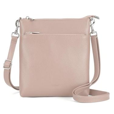 Imagem de befen Bolsas transversais pequenas de couro genuíno para mulheres, bolsas transversais leves com alça de ombro ajustável, A01-rosa nude