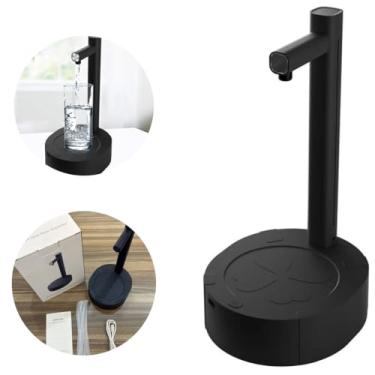Imagem de Bomba de Água Elétrica Bebedouro Suporte Copo Carregamento USB Automático Galão (Preto)