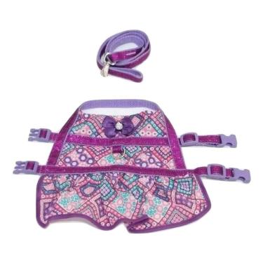 Imagem de Vestido peitoral guia cachorro estampado roxa tamanho PP