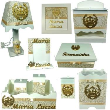 Imagem de Kit farmacinha Higiene bebê Mdf 10 peças - REALEZA DE COROA - Flores p