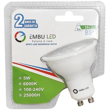 Imagem de Lâmpada Dicroica Super Led 5W Bivolt Gu10 Branco Frio - EMBULED, 110V/