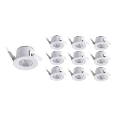 Imagem de 10 Spots de Embutir para Móvel Nordecor Elysa Redondo Led 1W Bivolt Branco 3000K Luz Amarela