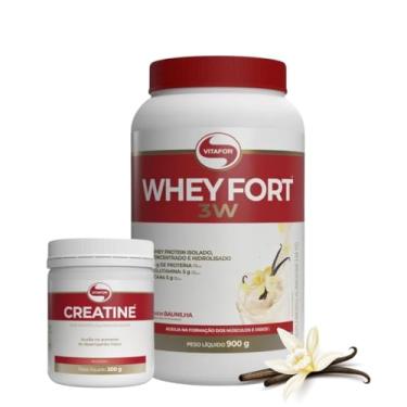 Imagem de Combo Whey Fort 3W 900g Vitafor Proteina Isolado/concentrado Original e Creatina Creatine 300g Vitafor Monohidratada (900, Baunilha)
