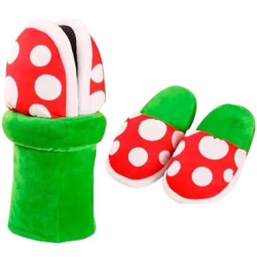 Imagem de Pantufa Planta do Mario Fofo Confortável Macio e Quentinho com Formato Criativo da Flor Planta-Piranha do Jogo
