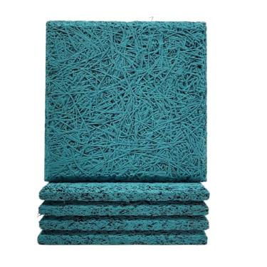 Imagem de Placa Acústica Antichama Isolante Térmico Redutor Ruído Painel Estúdio Proteção Reforço Decoração Ambientes Comerciais Residenciais Tratamento Sonoro Absorção Impacto (Azul Claro, 5 Quadrados)