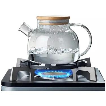 Imagem de Chaleira Bule Com Infusor Vidro 1,3 Litros Tampa Bambu - MM