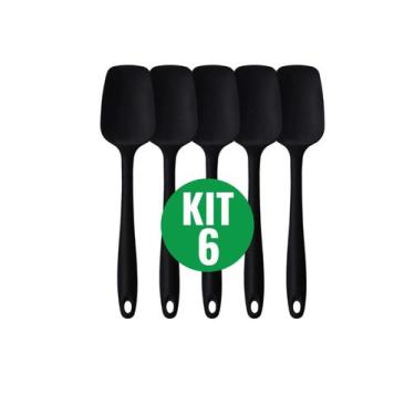 Imagem de KIT 6 Espátulas Reta De Silicone Quadrada grande Espátula antiaderente