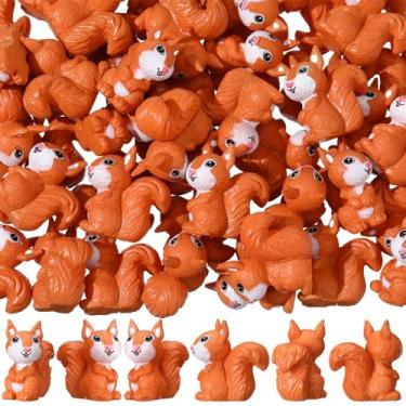 Imagem de Suzile 50 peças de mini esquilo de resina, miniaturas, esquilos de resina, mini figuras de animais da floresta, acessórios de jardim, enfeite de cupcake, decoração para paisagem, jardim, gramado, faça