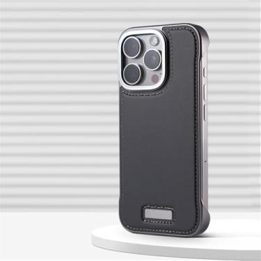 Imagem de VFDHN Capa de couro fina para iPhone 16 15 14 13 Pro Max, capa antiqueda, sem moldura, leve, para iPhone 15 16 Promax, WB SP cinza, para iPhone 14Pro Max