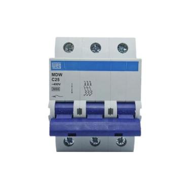 Imagem de Disjuntor termomagnetico mini mdw-c 25a  tripolar - cod 10076433 - WEG