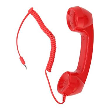 Imagem de Aparelho de telefone retrô, receptor de telefone celular vintage de 3.5mm, aparelho portátil à prova de raniação para telefones e computadores (Red)