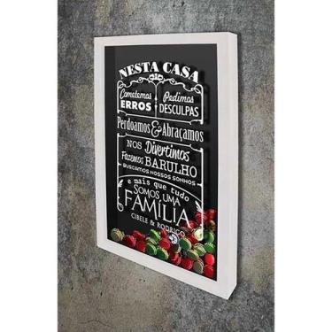 Imagem de Quadro Porta Tampinhas Nesta Casa - Quadro Novo, 26x36, Branco
