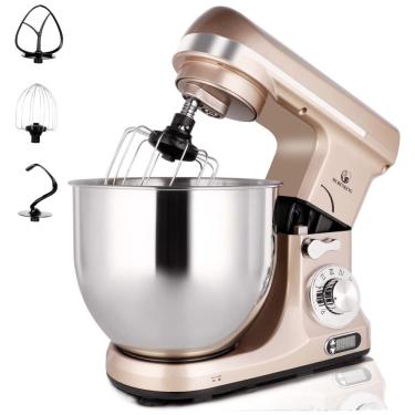 Imagem de Batedeira Profissional de Bancada com Temporizador, 6Litros, 500W, 6 Velocidades, Cabeçote Inclinável, Máquina de Cozinha Elétrica -