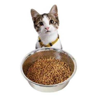 Imagem de Comedor Pequeno 450ml Para Gatos Sache Ração Pets Em Inox - Alwy