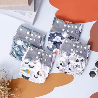 Imagem de Kit 4 Fraldas Ecológicas Premium + 4 Absorventes em Melton 4 camadas Neutro