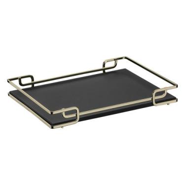 Imagem de Bandeja Multiuso Hara Luana Tampo material sintético Preto 30x40 Cm, C