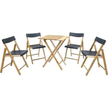 Imagem de Conjunto 5 Peças Mesa e Cadeiras Dobráveis Potenza Preto - Tramontina
