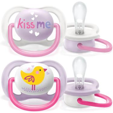Imagem de 2 Chupetas Ultra Air Passarinho & Kiss Me 0-6M Philips Avent - Menina