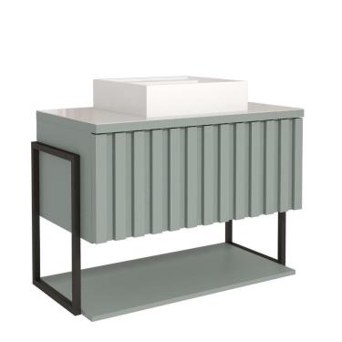 Imagem de Gabinete Para Banheiro 80cm 100% Mdf Metalon 20x20 1 Porta Basculante Frisê Mgm Móveis Pistache Metalon Pistache