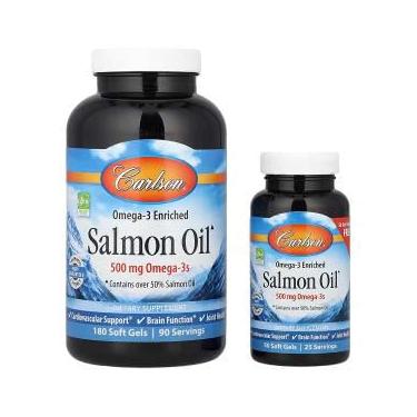 Imagem de Óleo de Salmão Enriquecido com Ômega-3, 2000 mg, 230 Cápsulas Softgel-Kit Carson Importado