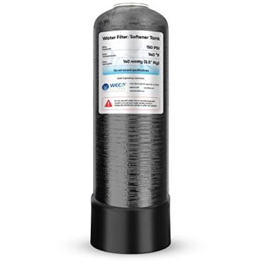Imagem de WECO Tanque mineral para amaciante/filtro de água - Vaso de pressão interno de polietileno com abertura superior de 6,3 cm - Pressão máxima de 150 PSI °C °C Temperatura máxima - 6 x 18, preto
