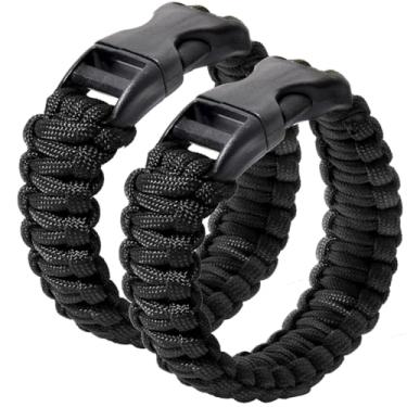 Imagem de Jewever 2 pulseiras masculinas de sobrevivência paracord corda de poliéster trançado para emergências ao ar livre para homens e mulheres, 7.5, Poliéster, Sem Pedra Preciosa