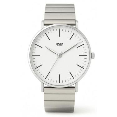 Imagem de Relógio Masculino Prata Piano Bossa Nova Fundo Branco 40mm - Bazeli