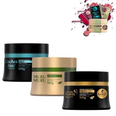 Imagem de Kit Máscaras Haskell Cronograma Capilar Cabelos Crespos 300g