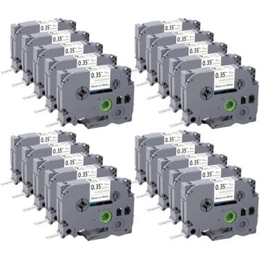 Imagem de YUANQIMM Compatível com TZe-221 TZe221 substituição para fita Brother TZ 9 mm 0,35 para impressora PTouch PTD220 PTD610BT PT-D410 PT-P710BT PTH110, 3/8 polegadas x 26,2 pés, pacote com 20
