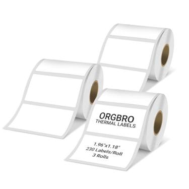 Imagem de ORGBRO Etiquetas térmicas, etiquetas adesivas para máquina de etiquetas portátil Z3, 50 x 30 mm, 230 etiquetas/rolo, 3 rolos, preto sobre branco