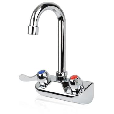 Imagem de TNROTED Torneira de pia de mão comercial central de 10 cm com bico de pescoço de ganso de 8,5 cm