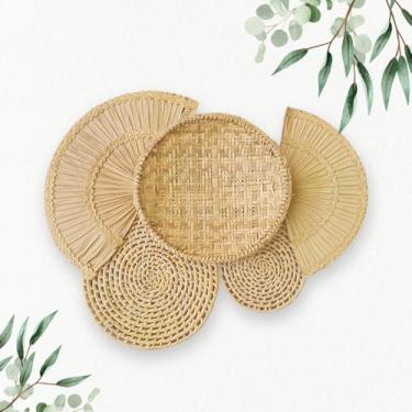 Imagem de Decoração De Parede Boho Composição Cestos Palha Canela
