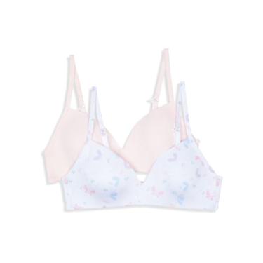 Imagem de Hanes Sutiã sem aro moldado para meninas, pacote com 2, Buttterfly Toss/Light Buff, 38A