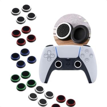 Imagem de Kit 8 Grip Protetor Analógico Borracha Silicone Botão Controle Gamer Borracinha Compatível Ps3 Ps4 Ps5