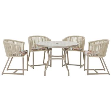 Imagem de  Mesa com 4 Cadeiras de Jantar Roma 100cm e Noronha em Aluminío