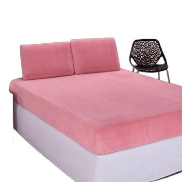Imagem de Jogo de Lençol Casal em Manta Plush 3 Peças - Rosa - 100% Poliéster - 