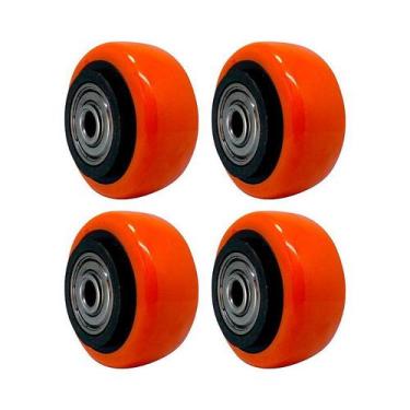 Imagem de Kit 4 un roda pvc laranja 2 pol 50kg p/ rodízio - AJAX