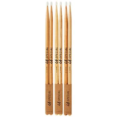 Imagem de Baquetas LA Specials - Baquetas Hickory 7A - Conjunto para baterias acústicas ou eletrônicas - Ponta oval de nylon - Peso e tom consistentes - 3 pares