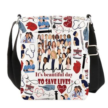 Imagem de TOBGBE Presentes inspirados em drama de TV médica It's Beautiful Day To Save Lives Bolsa tiracolo Mercadoria médica enfermeira para fãs de Ana-My, Save Lives Cb