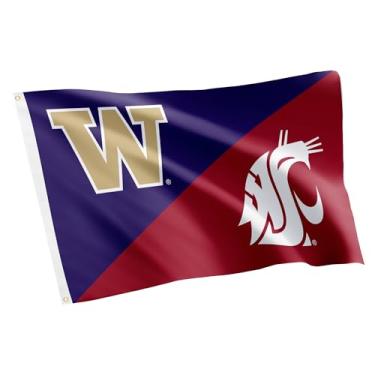Imagem de Desert Cactus Bandeira Washington x Washington State Rivals University of Washington U of W UW Huskies Husky Washington State University WSU Cougars Cougs Banners 100% poliéster para ambientes