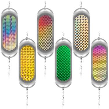 Imagem de Glooglitter 6 peças Kokanee Dodger Fishing Dodgers pisca-pisca para pesca peixe salmão (4,5 polegadas, cor brilhante)