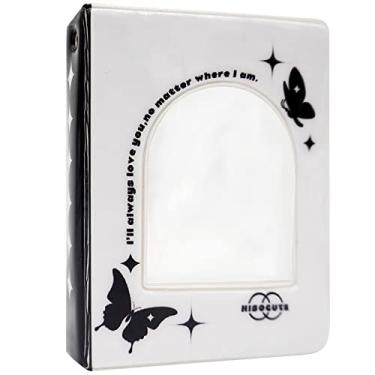Imagem de SZHTSWU Mini Álbum De Fotos Com 40 Bolsos, Porta-Cartões 3" Kpop, Pequeno Fichário, Janela, Imagem Vazada Para Cartões (Borboleta Branca)