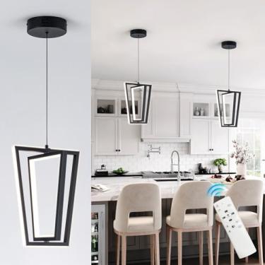 Imagem de CHYING Luminária Pendente Preta Moderna De Led Para Cozinha, 3000K-6000K, Lustre Retangular Regulável, Sala Jantar, Pia, Estar E Corredor