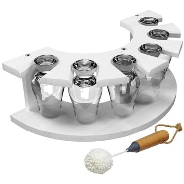 Imagem de HURZMORO Suporte De Madeira Para Copos Uísque Glencairn, Organizador 6 Uísque, Compatível Com Conjunto 6, Branco